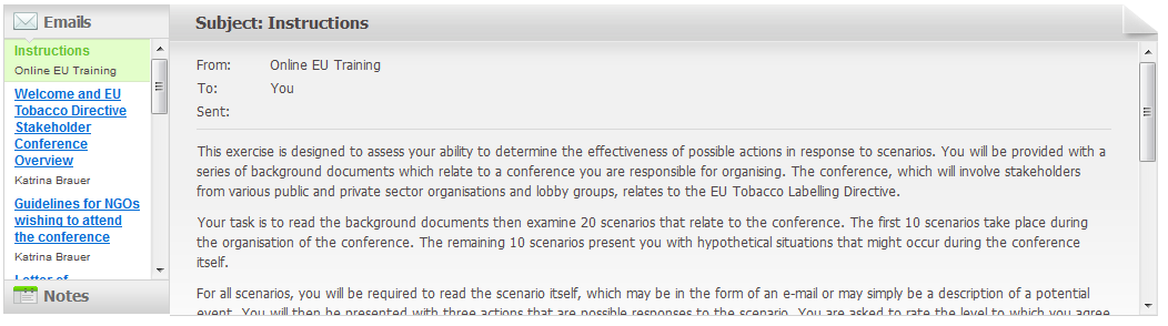 EPSO E-Tray Exercise - Emails